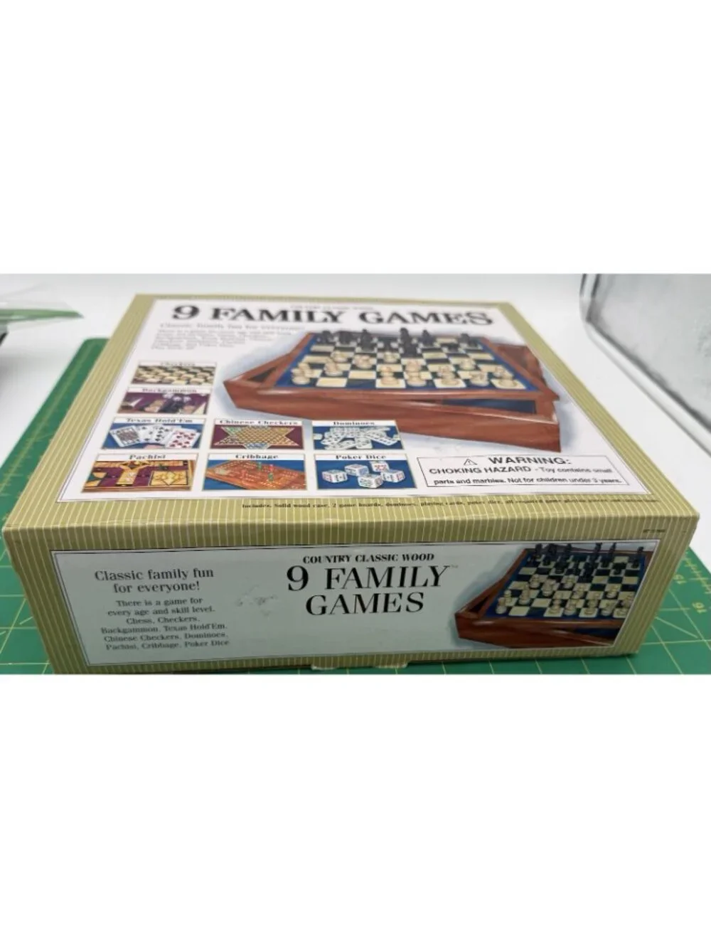 9 Family Games Set Wood Chess Checkers Cribbage By Country Class New READ